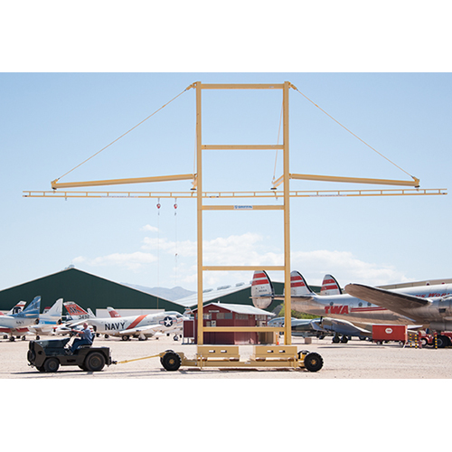 Wheel Mounted Mobile (Griffin) Lifeline System being Relocated with Tugger Cart